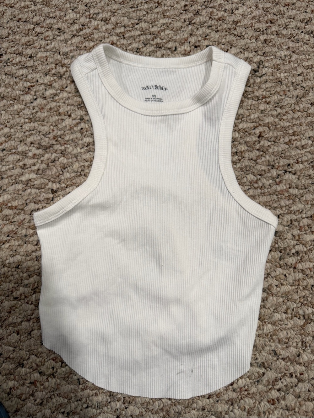 wild fable Off-White Ribbed Scoop Neck Tank
